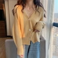 thumbnail image 5 of Uootdi Cardigan Sweaters for Women V Neck Oversized Lightweight Crop Solid Button Down Knit Gift Long Sleeve Open Front Sweater, 5 of 6