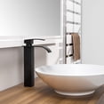 thumbnail image 3 of Mezclador monomando de latón para baño, control de agua fría y caliente, elegante grifo de lavabo negro mate, 3 of 6
