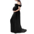 thumbnail image 3 of Vestido largo de maternidad con hombros descubiertos, elegante, con dobladillo suelto, vestido de mujer embarazada para sesión de fotos en tienda nupcial, 3 of 6
