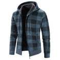 thumbnail image 6 of Frontwalk Winter Pockets Jacket Hoodies for Men Plaid Hooded Fleece Shirt Jacket Lightweight Thermal Zip-Up Overcoat, 6 of 6