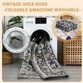 thumbnail image 4 of 8" x10" Washable Area Rug - Persian Boho Vintage Design, Ultra-Thin Foldable Low Pile Rug, Non-Shedding Pet & Kid Friendly for Bedroom, Dining Room, Home Office, Blue, 4 of 7