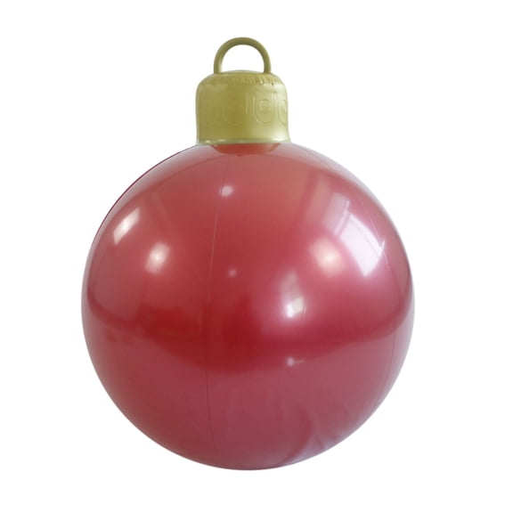 23.6 in Inflatable Outdoor Christmas Ball, Giant Blow Up PVC Xmas Decoration Ball, Large Metallic Ornament Pendant Decor for Lawn Porch Yard Garden