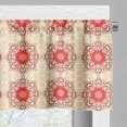 thumbnail image 3 of Ambesonne Ethnic Valance Pack of 2, Blooming Mandala Flowers, 54"X18", Ruby Beige Dark Coral, 3 of 5
