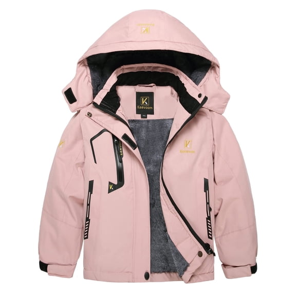 Keevoom Girls Waterproof Ski Jacket Kids Winter Warm Snow Coat Hood Fleece Raincoats