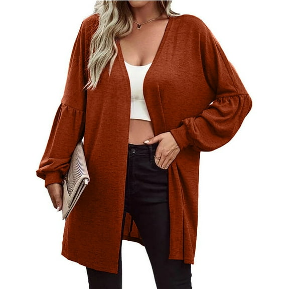 Idoravan Cardigans for Women Spring Fashion Women Solid Loose Long Sleeve Cardigan Autumn Coat Blouse