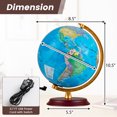 thumbnail image 3 of Gymax 8 Inch Illuminated World Globe Night Light up Globe Lamp Wooden Stand & HD Map Blue, 3 of 10