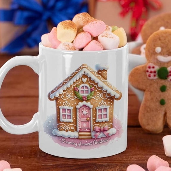 Gingerbread House Mug for CH1Ristmas, Fest H1oliday Coffee Cup 1oz, 15oz)