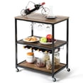 thumbnail image 1 of Gymax 3-Tier Rolling Kitchen Cart Utility Serving Bar Cart w/Glass Holder & Wine Rack, 1 of 10