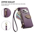 thumbnail image 5 of Leather For iPhone 16 Pro Max  Case Leaf buckle zipper wallet  3-card  Flip Wallet Leather Case With Card Holder Magnetic Closure  Phone Cases Cover,Purple,For iPhone 16 Pro Max, 5 of 7