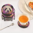 thumbnail image 5 of Haosy Set of 6 Drink Woven Coaster with Holder Heat Resistant Non-Slip Bar Coasters 4 Inches Cute Panda and Star, 5 of 7