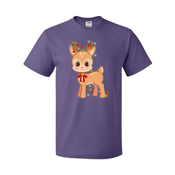 Inktastic Cute Christmas Reindeer with Christmas Lights T-Shirt