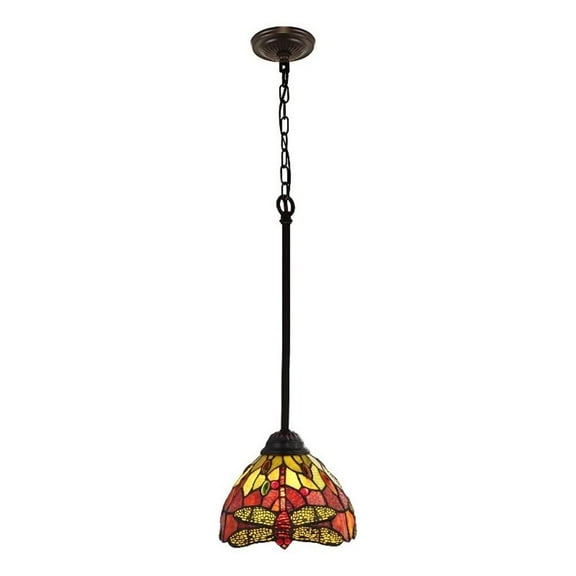 Pemberly Row Dragonfly 1-Light Glass Mini Pendant in Dark Bronze
