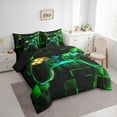 thumbnail image 2 of Erosebridal 7-Piece Gamer Comforter Set, Twin, Gaming Bedding with Neon Glowing Green Geometric Patterns, 2 of 5