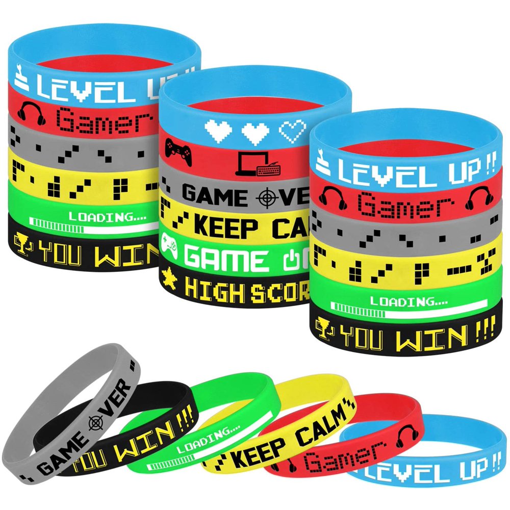 TUPARKA 18 Pcs Video Game Wristbands Rubber Bracelet Game Party