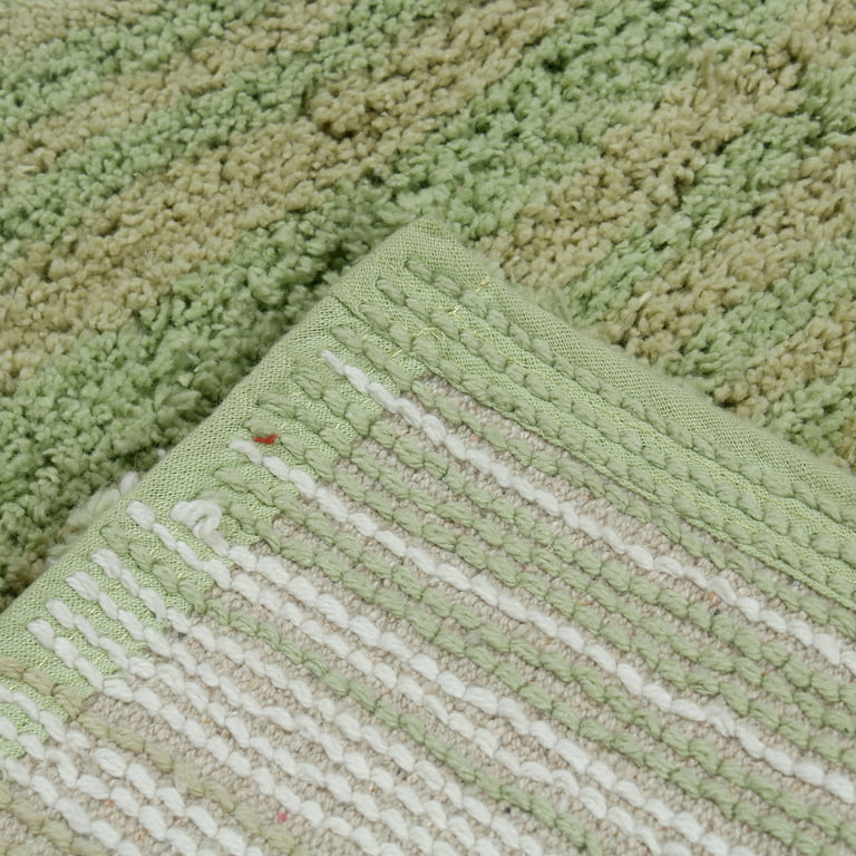 Home Weavers Inc Gradiation Collection Green Stripe Cotton 3 Piece Bath Rug Set