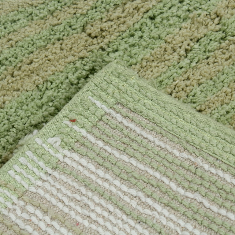 Home Weavers Inc Gradiation Collection Green Stripe Cotton 3 Piece Bath Rug Set