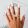 thumbnail image 2 of Gold Rings for Women, Non-tarnish Stainless Steel Chunky Statement Signet Ring Jewelry Gift, 2 of 5