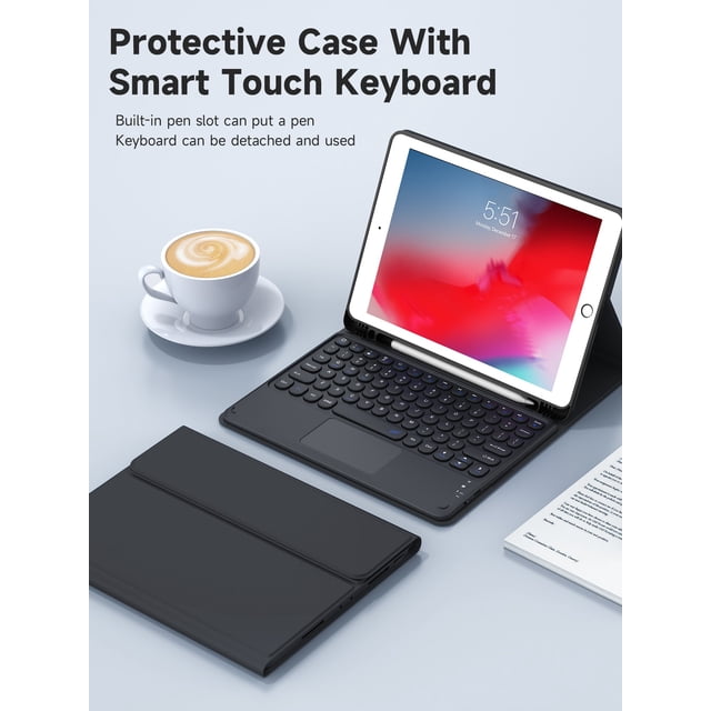 Protective Case With Keyboard Compatible with iPad 7/8/9 Gen 10.2inch,Compatible With Samsung Galaxy Tab S6 Lite 10.4/Huawei MatePad Pro 11inch,Built-