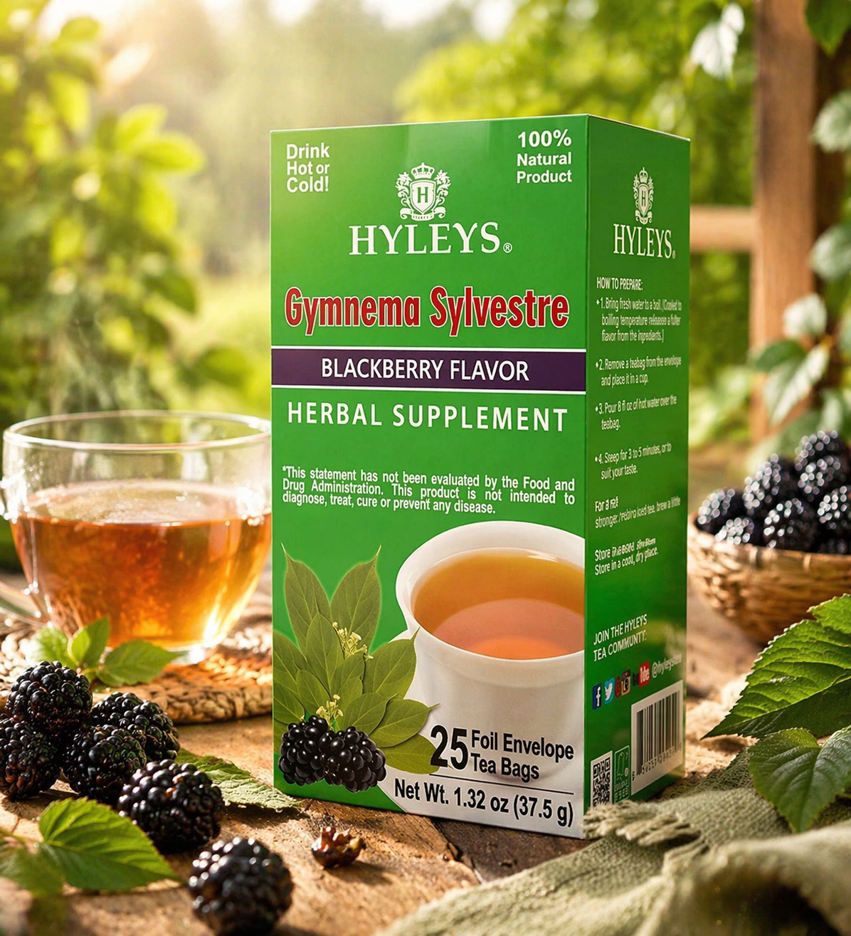 Hyleys Gymnema Sylvestre Tea - Green Tea Bags - 25 ct - Blood Sugar Support - 300 Tea Bags (12 Pack)