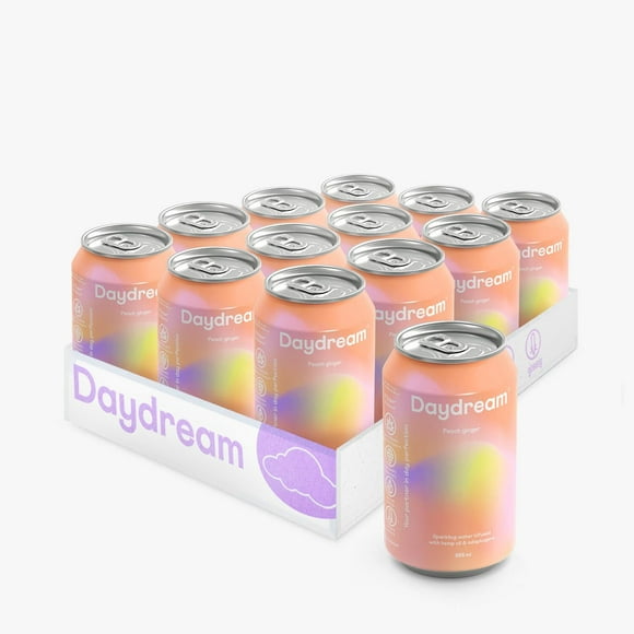 Daydream Hemp and Adaptogen Infused Sparkling Water 355mL, 12 Pack | 0 Sugar, 10 Calories, Plant-Based, No Artificial Flavors, Non-GMO, Caffeine Free