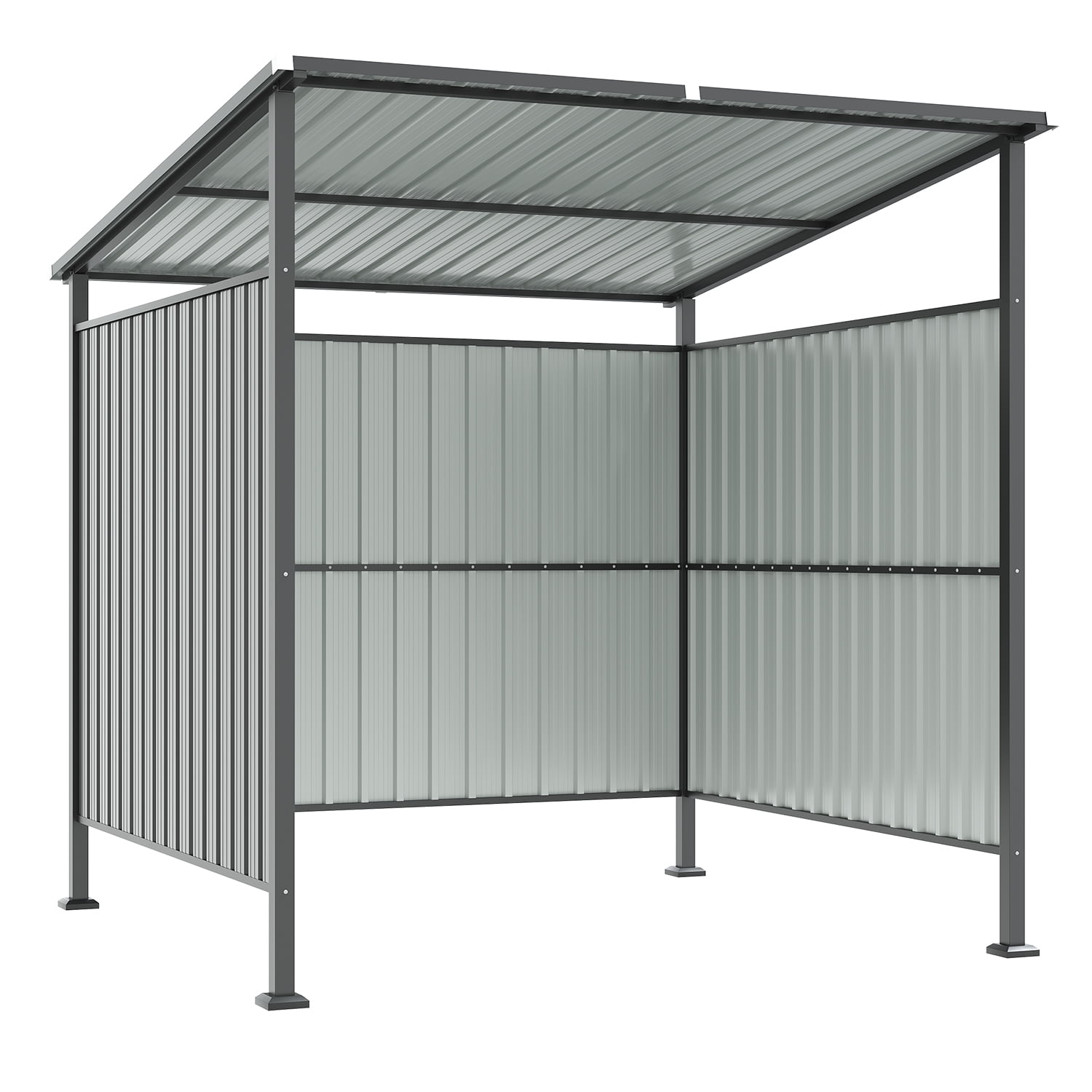 Clouddwell 6' x 6' Shed, Hardtop Grill Gazebo with Shed-Style Storage, Outdoor Metal Pergola, Lean to BBQ Shelter for Patio, Deck