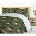 thumbnail image 5 of Ambesonne Flamingo Duvet Cover Set, Exotic Bird and Monstera, 2-Calking, Charcoal Grey Dark Salmon, 5 of 7