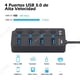 thumbnail image 4 of Hub USB 3.0 Universal 4 Puertos Multi USB 3.0 Splitter Hub 5 Gbps SuperSpeed Multi USB Hub Portátil con 4 Interruptores de Encendido/Apagado Individuales, Indicadores LED para Windows/iOS, 4 of 5
