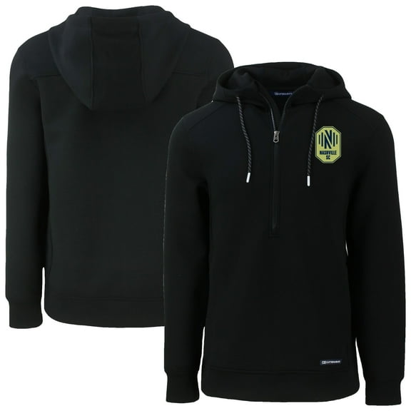 Men's Cutter & Buck Black Nashville SC Roam Eco Half-Zip Recycled Pullover Hoodie