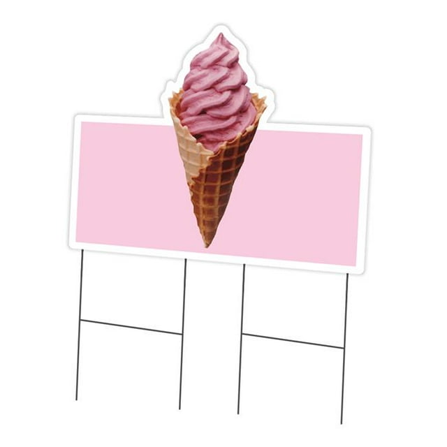 24 x 36 in. Yard Sign & Stake - Soft Ice Cream Waffle Cone