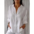 thumbnail image 2 of Camisa con cordones en la espalda para mujer, blusa de media manga de lino y algodón de Color liso, estilo dulce, Tops holgados informales para uso diario, novedad de verano 2024, 2 of 4