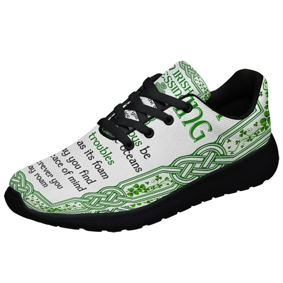 Irish Blessing St Patrick's Day Shamrock Shoes Sneakers Black Size 3.5