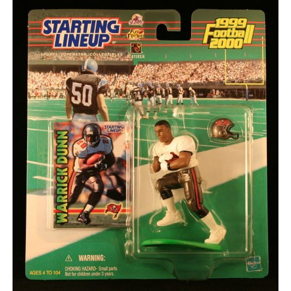 Starting Lineup Warrick Dunn / Tampa Baie Flibustiers 1999-2000 NFL Action Figure & Exclusif NFL Collector Trading Card