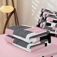 thumbnail image 5 of Castle Fairy Mid Century Block Print Zipper Twin Comforter Sets with Fitted Sheet and 2 Pillowcases,Minimalism Square Motif Zipper Bedding Set,Pink Black Gray,Reversible, 5 of 7