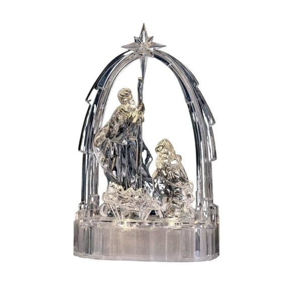 Icy Giftware Clear Acrylic LED Lighted Holy Family Christmas Figurine - 11" - Set of 2