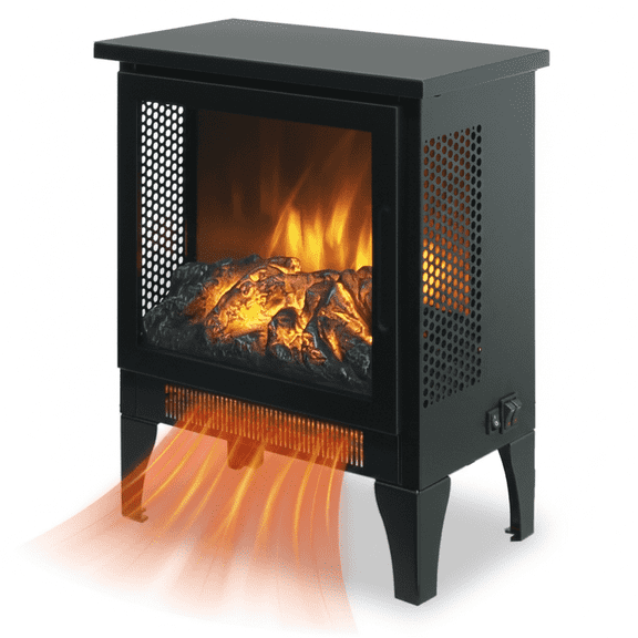 Electric Fireplace Heater, Legahome 16'' Freestanding Fireplace Heater Stove, 3D Realistic Flame Effects, Adjustable Brightness and Heating Mode, Overheat Protection, CSA Certified, Black
