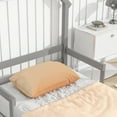 thumbnail image 4 of SYNGAR Twin Size Bed Frame with House-Shape Headboard, Wooden Bed Frame Twin with Guardrail for Kis and Adults, Modern Bed Frame Twin Size with 7 Wood Slat,No Box Spring Needed, Gray, 4 of 13
