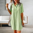 thumbnail image 2 of B91xZ Robe Fluide pour Femmes à Manches Courtes, Col en V, Taille à Nouer, Asymétrique, Robe de Cocktail Unie, Vert TTG, 2 of 5