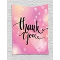 thumbnail image 1 of Thank You Tapestry, Bubbly Blur Dreamy Hearts Backdrop Typography Fairy Tale Theme, Wall Hanging for Bedroom Living Room Dorm Decor, 60"W X 80"L, Pink Pale Pink Charcoal Grey, by Ambesonne, 1 of 2