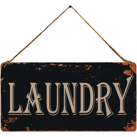 Laundry Vintage Metal Sign Wall Art Hanging Rustic Farmhouse Home Decor for Laundry Room, Bathroom, Washroom 5X10 Inch