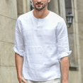 thumbnail image 1 of DPTALR Chemises pour Hommes Style Capables en Pur Coton et Lin Haut à Manches Sept-Huitièmes, 1 of 9