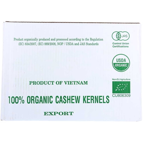 Unfi Organic Whole Large Fancy Cashew - Raw, 25 Pound.