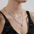 thumbnail image 5 of Double Layered Heart Pendant Choker Necklaces for Women Stainless Steel Snake Chain Necklace Y2k Layering Stacked Necklace Jewelry, 5 of 6