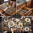 thumbnail image 3 of Rustic Wooden Door Placemats for Dinning Table Set of 6, Brown Black Farmhouse Country Vintage Burlap Kitchen Place Mats Waterproof Cloth Table Mats, Indoor Outdoor Placemats Easy Clean Dinner Decor, 3 of 8