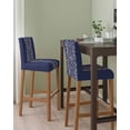 thumbnail image 2 of Japanese Bar Stool Covers Set of 6, Navy Blue Country Flowers Leaves Aesthetic Stretch Washable Bar Chair Covers with Backs, Removable Pub Counter Height Chair Cover for Kitchen Dining Room Cafe, 2 of 7