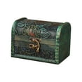 thumbnail image 1 of Cofre del tesoro de madera, organizador de joyas de cuero sintético, adorno floral decorativo. Verde, 1 of 9