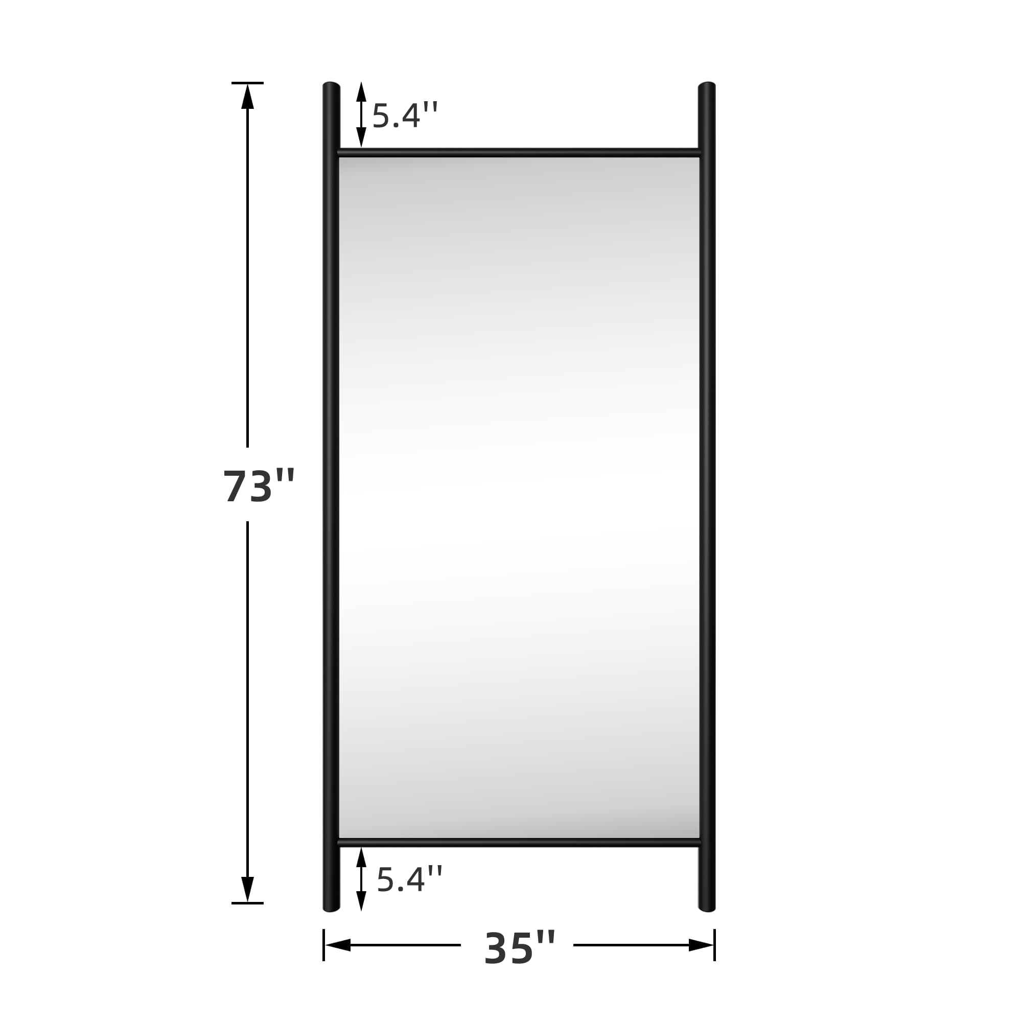 73"x35" Wood Full Length Mirror Ladder Rectangle Floor Mirror, Black