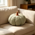 thumbnail image 3 of Halloween Plush Pumpkin Pillow, Soft Stuffed Ornament for Fall & Thanksgiving Decor, 11″, Light Green, 3 of 6