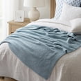 thumbnail image 5 of EVERGRACE Chunky Chenille Knit Throw Blanket for Couch, Soft Luxurious Moss Stitch Blankets for Bed, Cozy Decorative Farmhouse Knitted Throws for Sofa, Chambray Blue, 60" x 80", 5 of 8