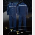 thumbnail image 2 of XUNKUSGA Denim 2 Piece Outfits for Men Vintage Solid Color Long Sleeve Button Up Denim Jacket and Cargo Jeans Mens Suits 2 Piece Electrician Construction Labor Safety Suit Dark Blue L, 2 of 9