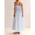 thumbnail image 2 of Sky Blue Womens Ruffle Trim Spaghetti Strap Maxi Dress With Smocked Waist And Flowy A-Line Skirt, 2 of 6